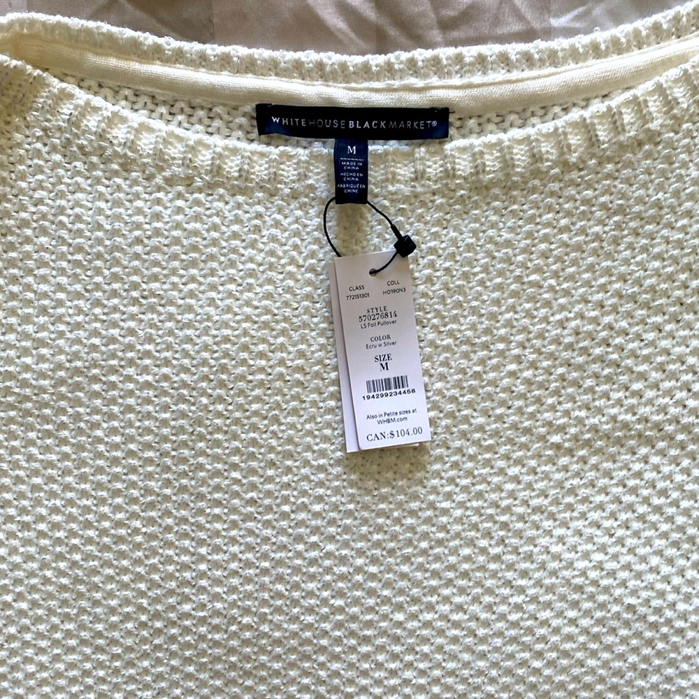 White House Black Market new with tags Ivory “winter white” sweater.